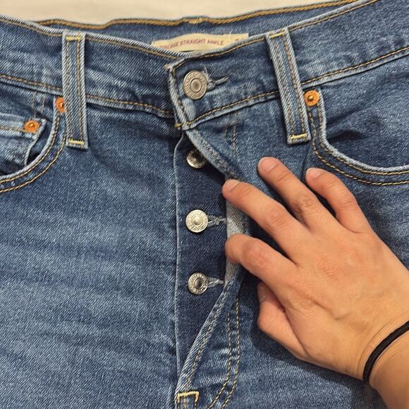 Levi's Womens 30 Ribcage Straight Ankle High Waist Denim Jeans Minimalist Casual - Picture 3 of 9